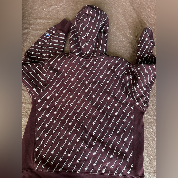 Champion Reverse Weave AOP PO Hoodie S2974 CPB SZ L Unisex, Burgundy, y2k, 90s - Picture 9 of 10